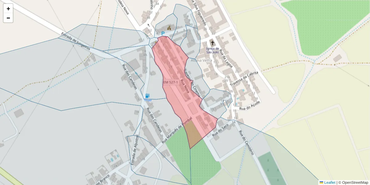 Mapa detalhado do código postal 7600-433 com limites, códigos postais vizinhos e agências dos correios