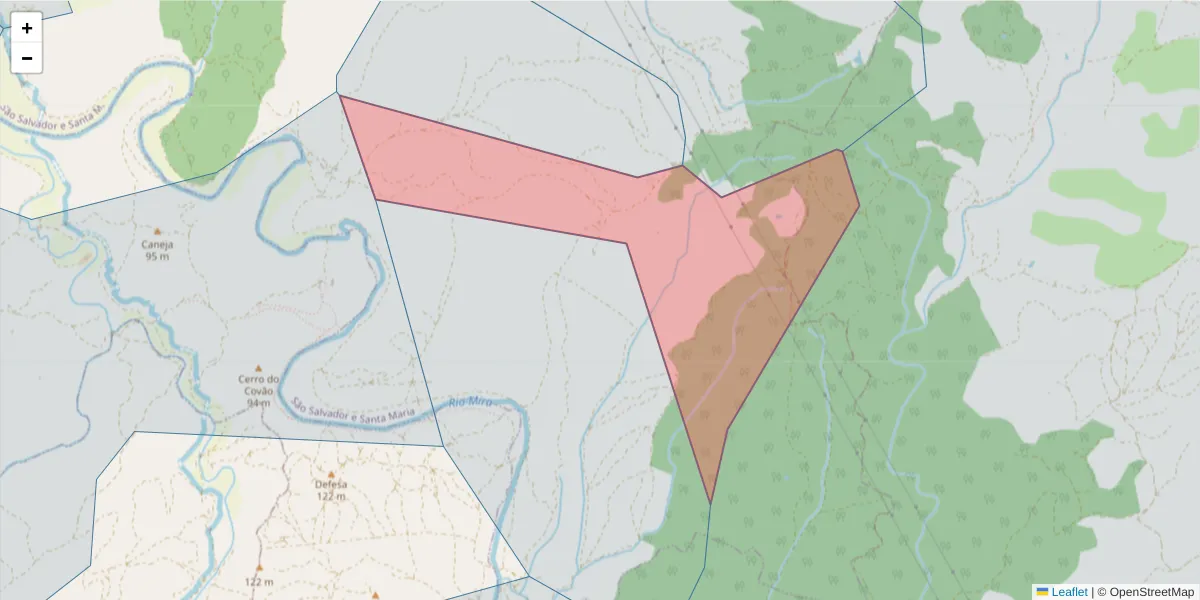 Mapa detalhado do código postal 7630-039 com limites, códigos postais vizinhos e agências dos correios