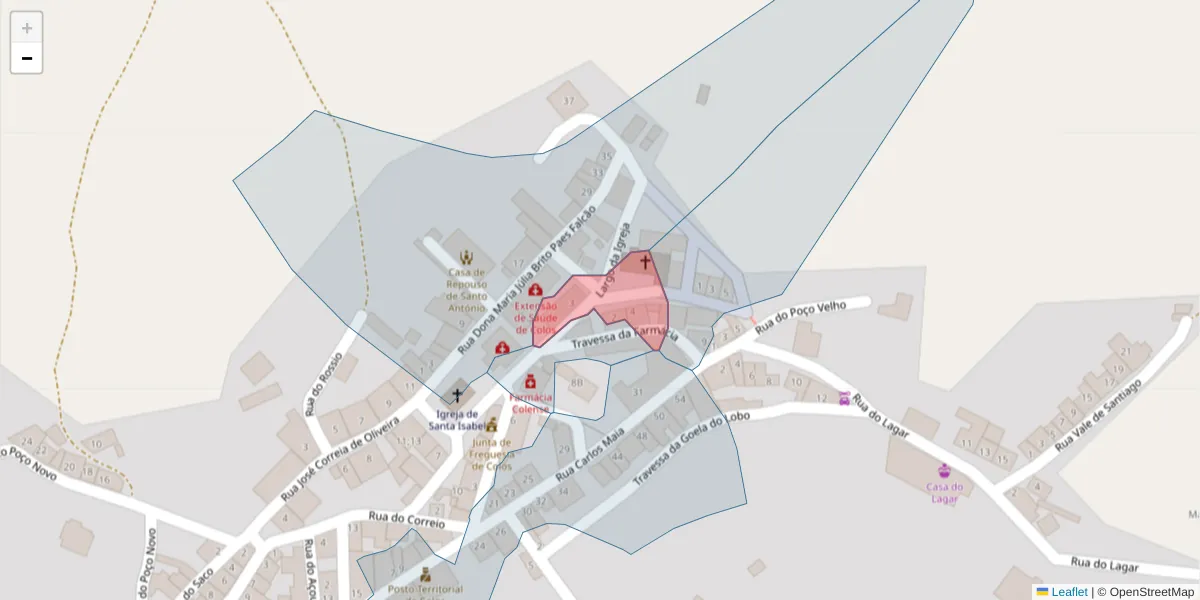 Mapa detalhado do código postal 7630-319 com limites, códigos postais vizinhos e agências dos correios