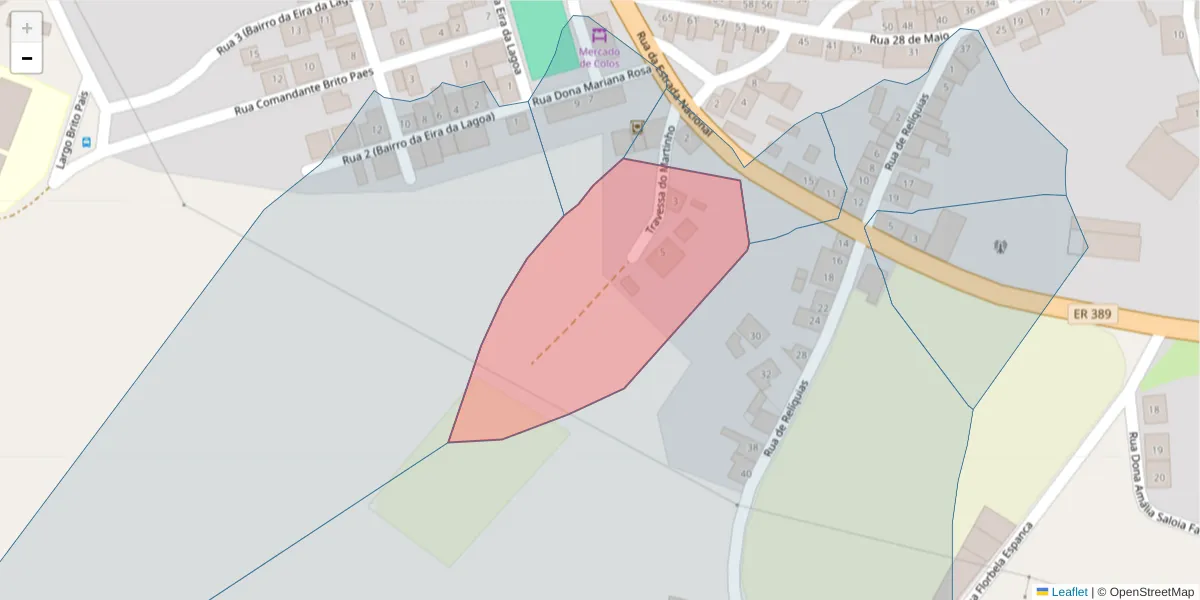 Mapa detalhado do código postal 7630-327 com limites, códigos postais vizinhos e agências dos correios