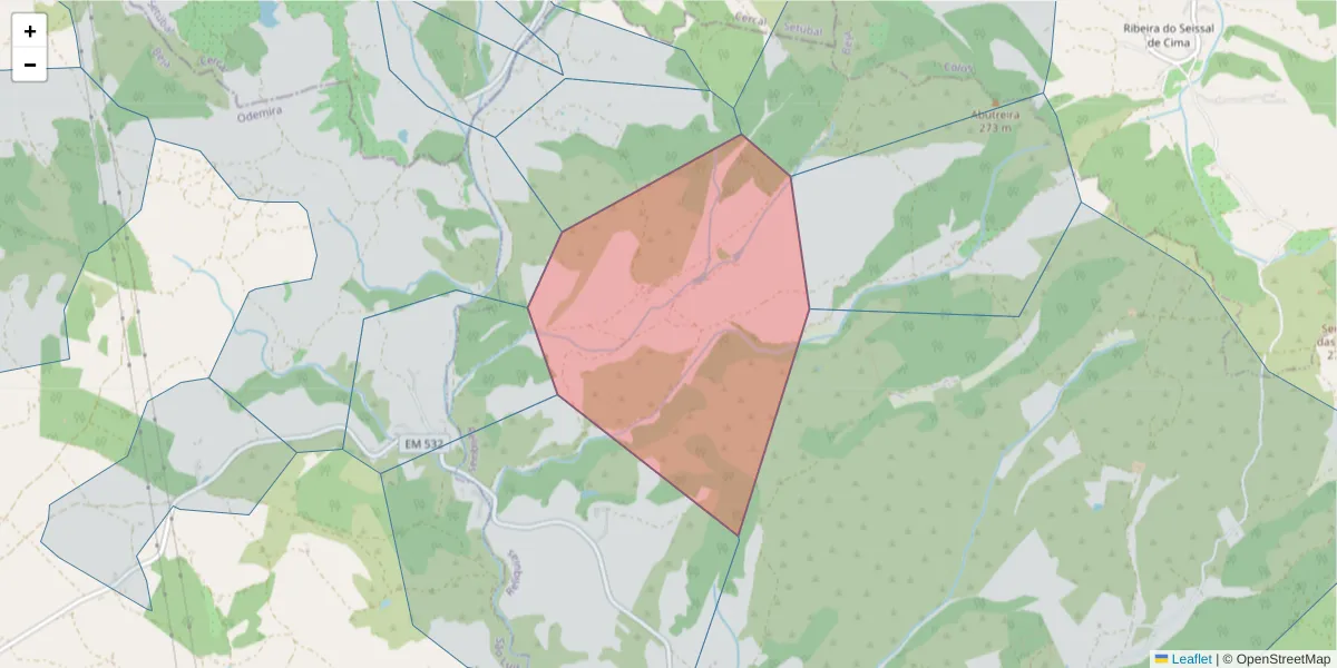 Mapa detalhado do código postal 7630-401 com limites, códigos postais vizinhos e agências dos correios