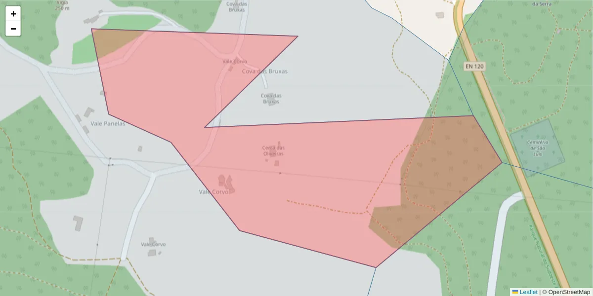 Mapa detalhado do código postal 7630-428 com limites, códigos postais vizinhos e agências dos correios