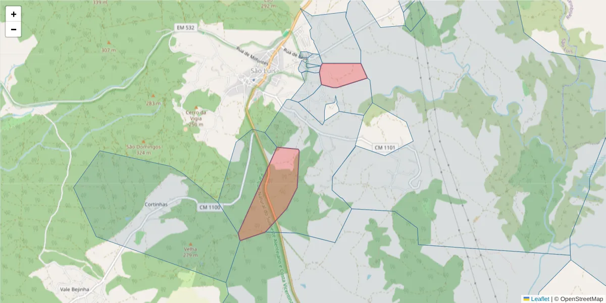 Mapa detalhado do código postal 7630-431 com limites, códigos postais vizinhos e agências dos correios