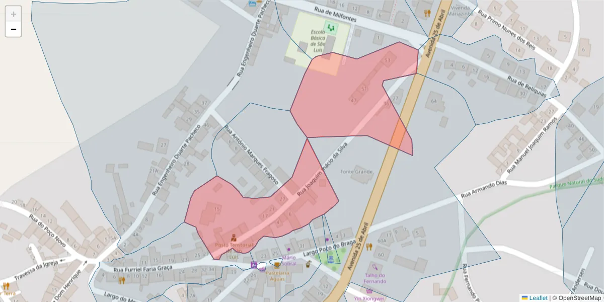 Mapa detalhado do código postal 7630-468 com limites, códigos postais vizinhos e agências dos correios