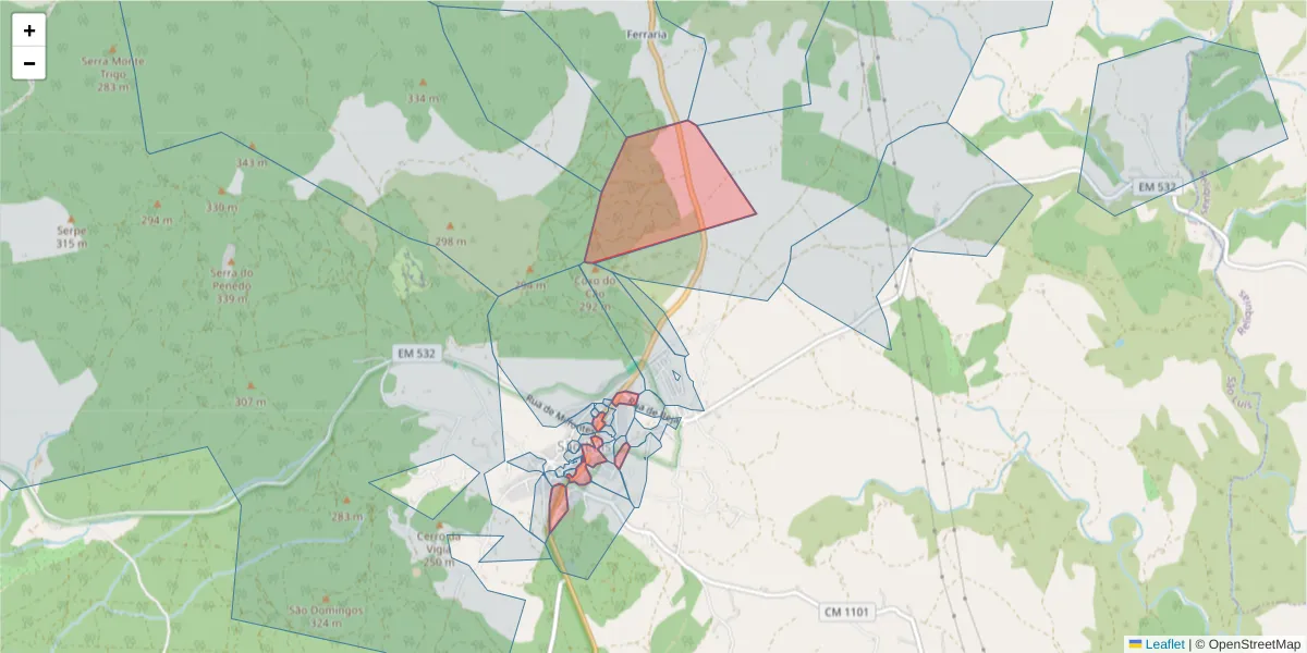 Mapa detalhado do código postal 7630-475 com limites, códigos postais vizinhos e agências dos correios