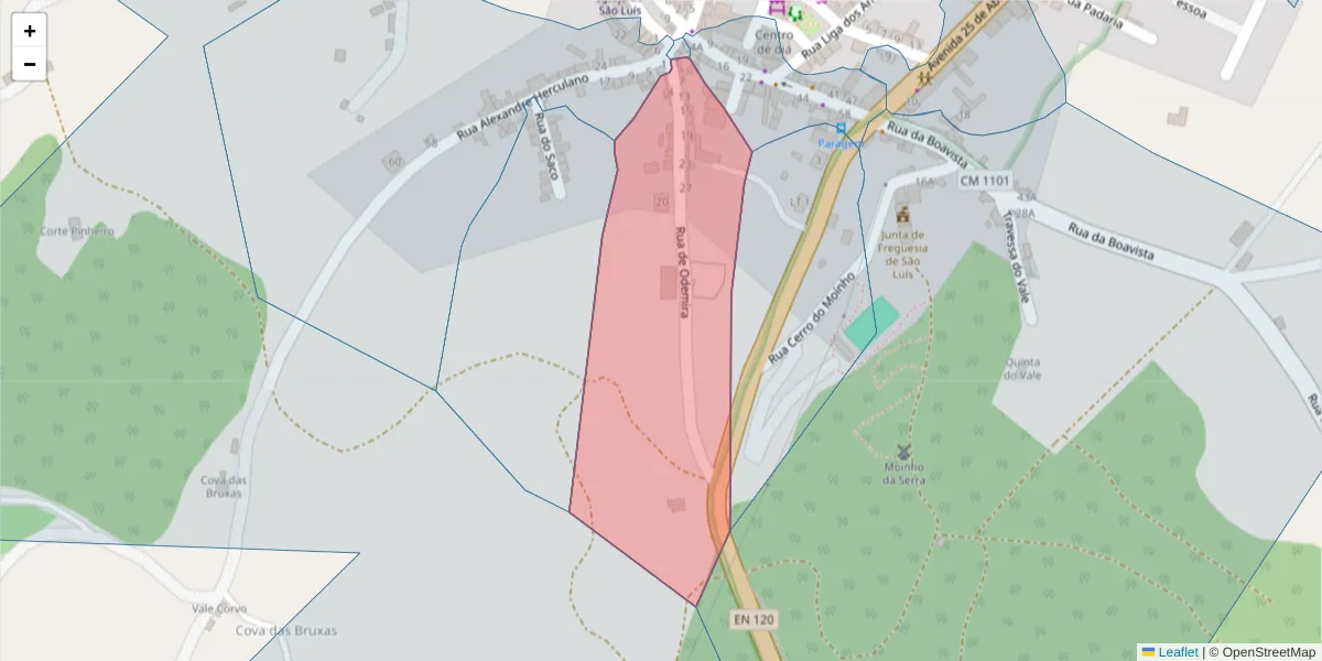 Mapa detalhado do código postal 7630-476 com limites, códigos postais vizinhos e agências dos correios