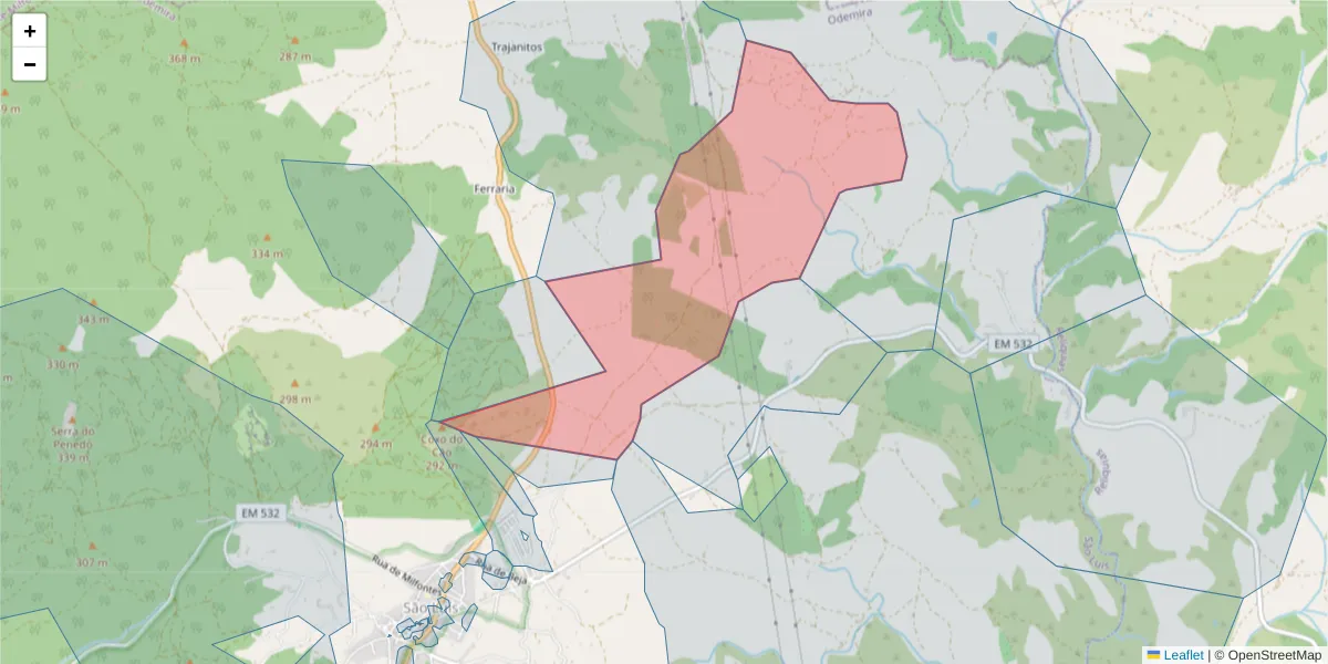 Mapa detalhado do código postal 7630-479 com limites, códigos postais vizinhos e agências dos correios