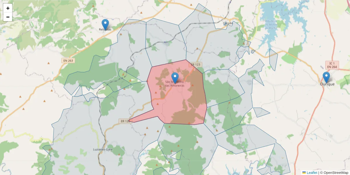Mapa detalhado do código postal 7630-536 com limites, códigos postais vizinhos e agências dos correios