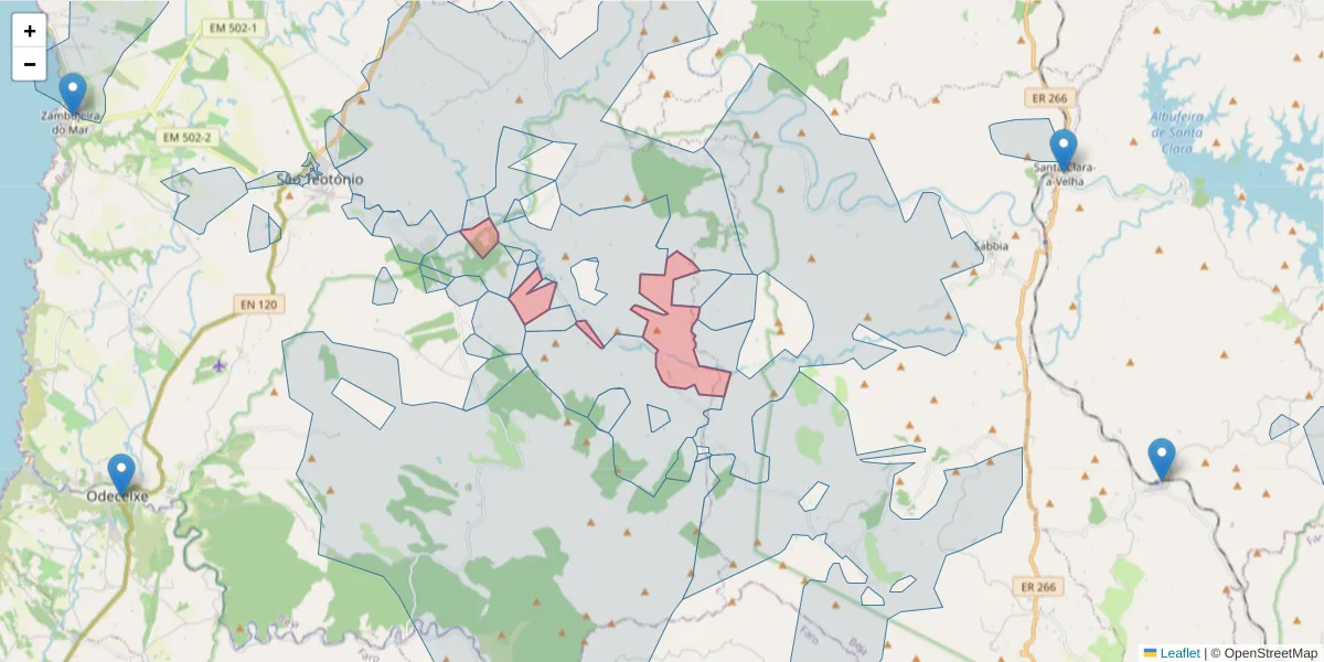 Mapa detalhado do código postal 7630-568 com limites, códigos postais vizinhos e agências dos correios