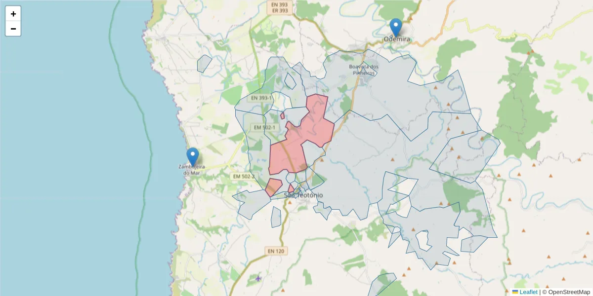 Mapa detalhado do código postal 7630-579 com limites, códigos postais vizinhos e agências dos correios