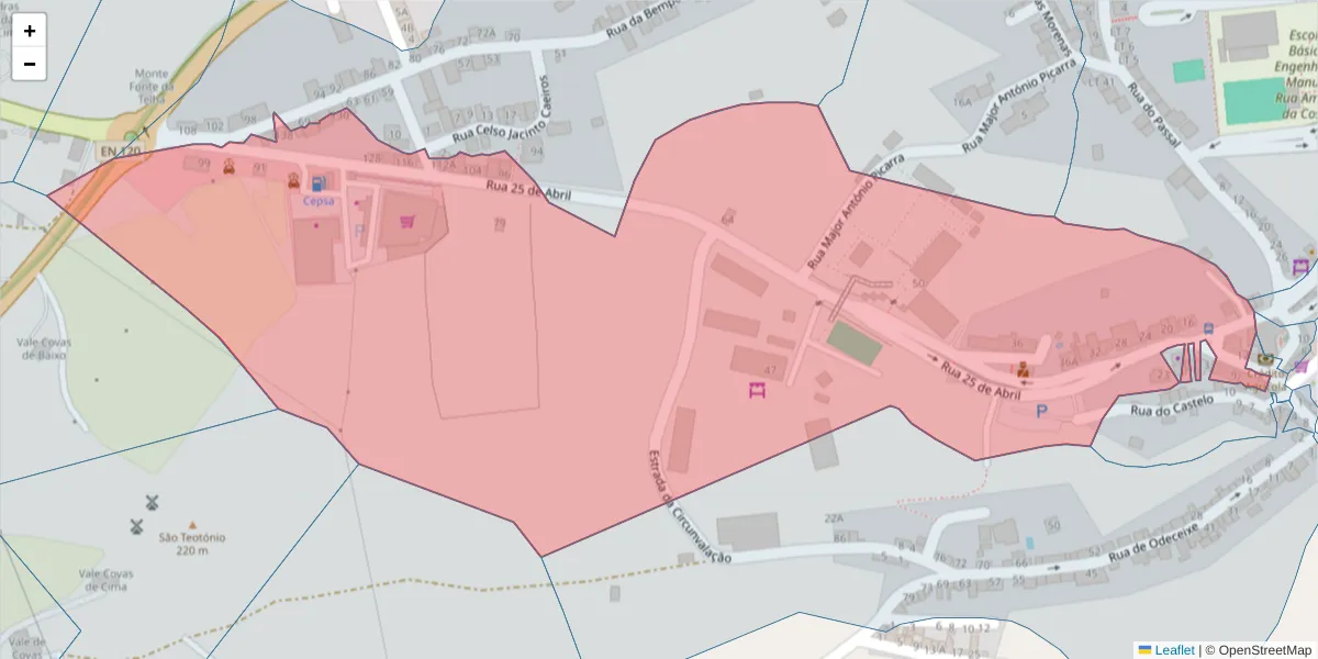 Mapa detalhado do código postal 7630-611 com limites, códigos postais vizinhos e agências dos correios