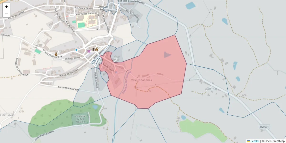 Mapa detalhado do código postal 7630-612 com limites, códigos postais vizinhos e agências dos correios