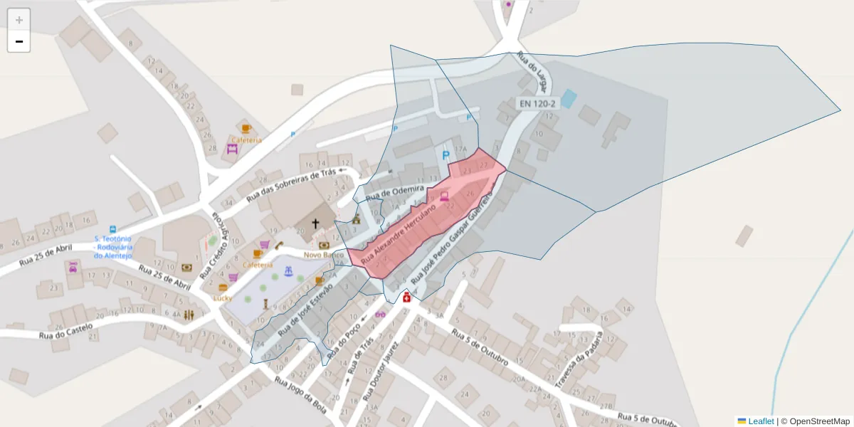 Mapa detalhado do código postal 7630-613 com limites, códigos postais vizinhos e agências dos correios