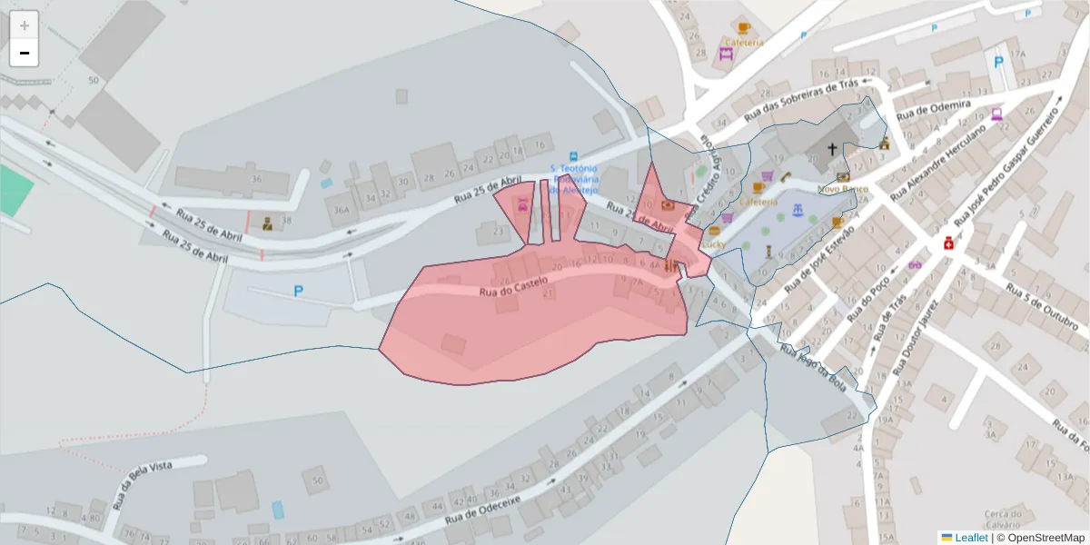 Mapa detalhado do código postal 7630-619 com limites, códigos postais vizinhos e agências dos correios