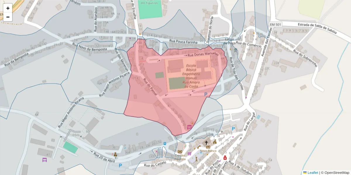 Mapa detalhado do código postal 7630-644 com limites, códigos postais vizinhos e agências dos correios