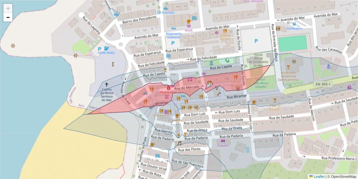 Mapa detalhado do código postal 7630-788 com limites, códigos postais vizinhos e agências dos correios