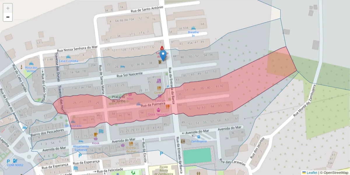 Mapa detalhado do código postal 7630-794 com limites, códigos postais vizinhos e agências dos correios