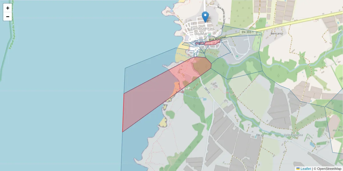 Mapa detalhado do código postal 7630-798 com limites, códigos postais vizinhos e agências dos correios