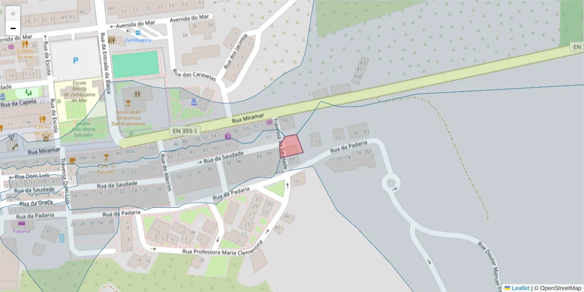 Mapa detalhado do código postal 7630-799 com limites, códigos postais vizinhos e agências dos correios