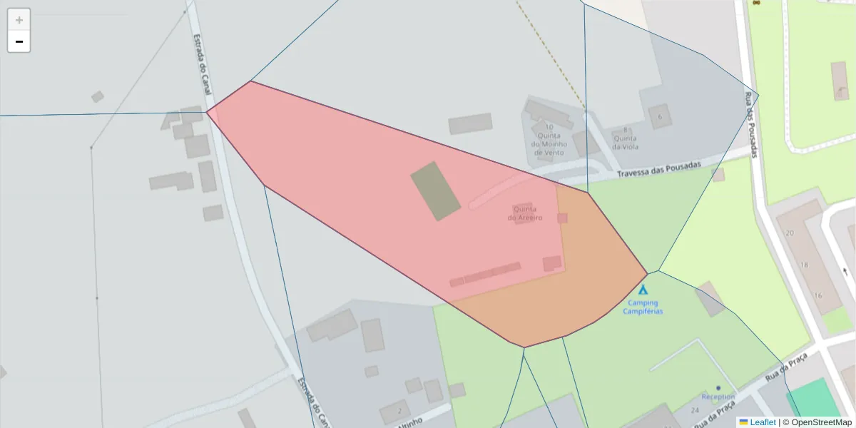 Mapa detalhado do código postal 7645-064 com limites, códigos postais vizinhos e agências dos correios
