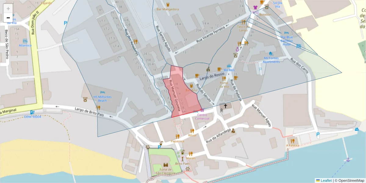 Mapa detalhado do código postal 7645-277 com limites, códigos postais vizinhos e agências dos correios