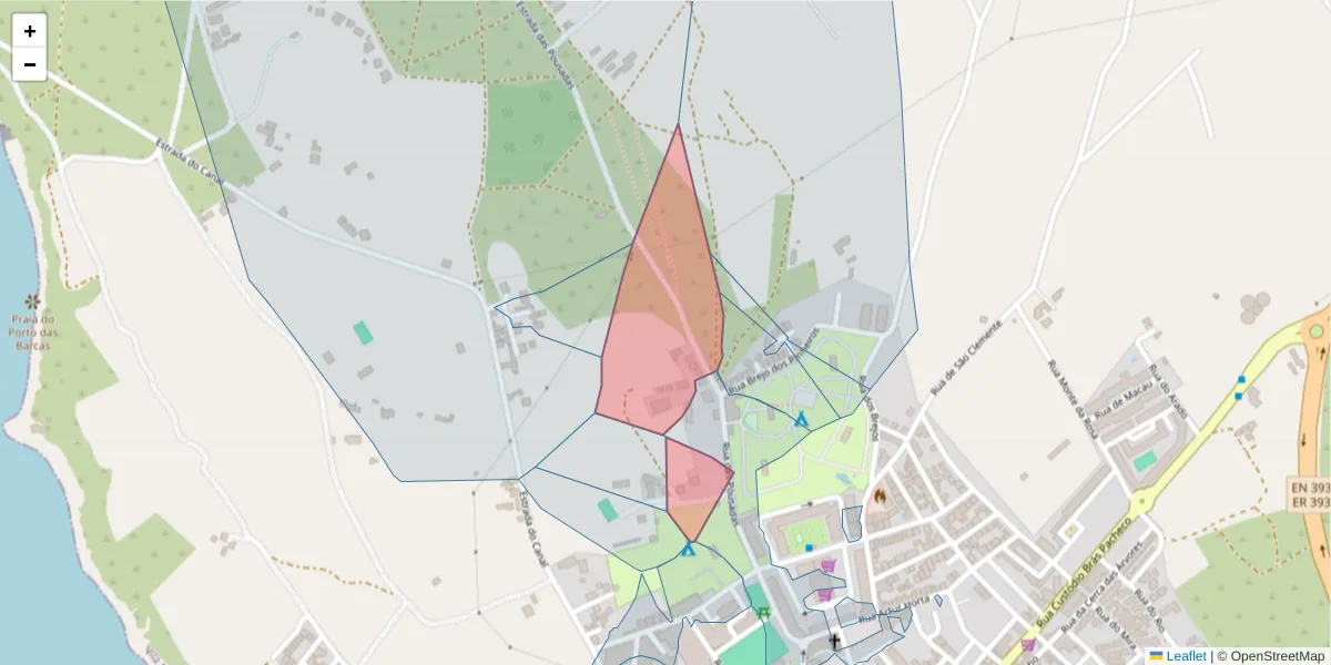 Mapa detalhado do código postal 7645-300 com limites, códigos postais vizinhos e agências dos correios