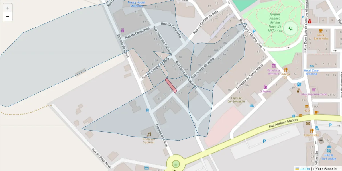 Mapa detalhado do código postal 7645-305;7645-304 com limites, códigos postais vizinhos e agências dos correios