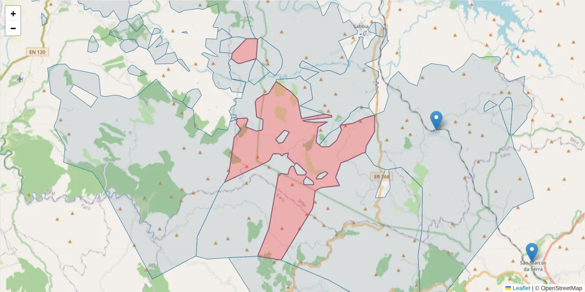 Mapa detalhado do código postal 7665-803 com limites, códigos postais vizinhos e agências dos correios