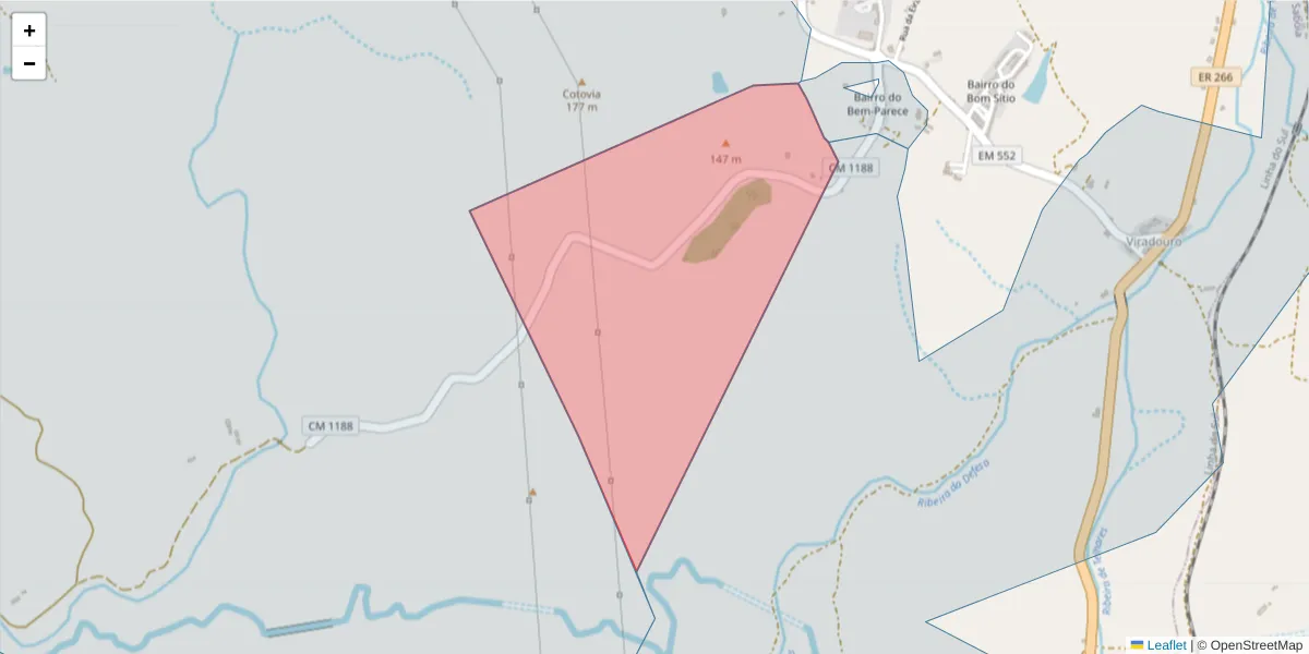 Mapa detalhado do código postal 7665-809 com limites, códigos postais vizinhos e agências dos correios