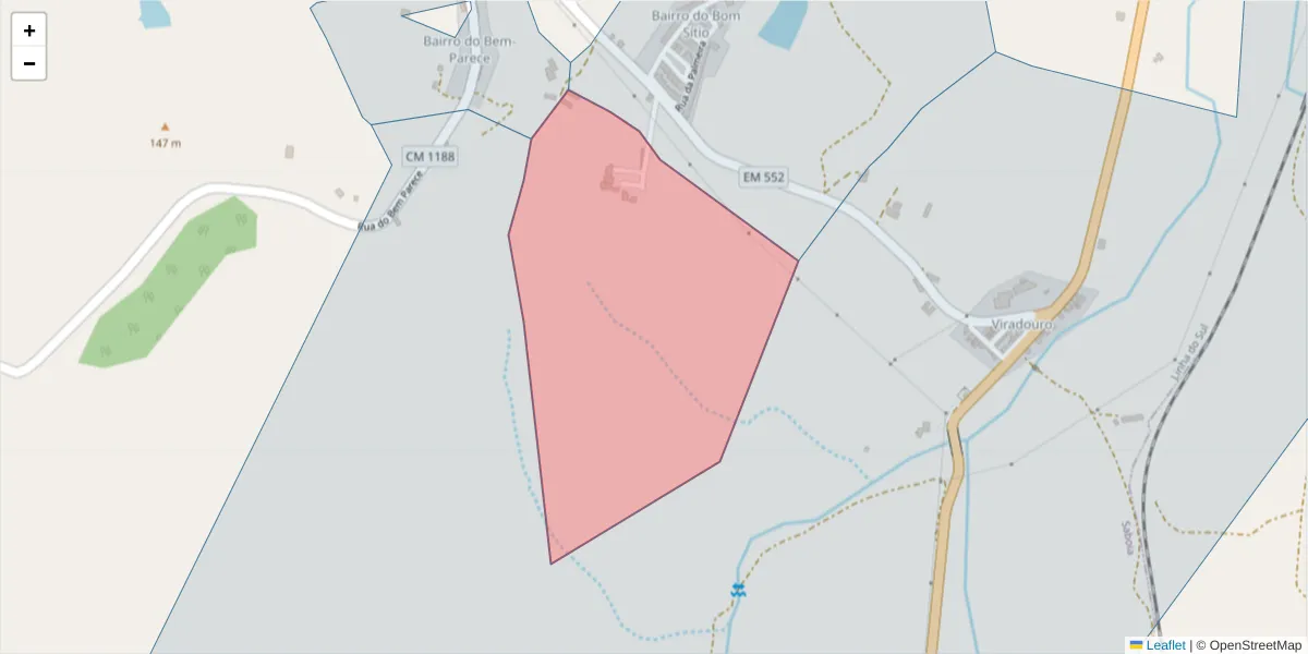 Mapa detalhado do código postal 7665-813 com limites, códigos postais vizinhos e agências dos correios