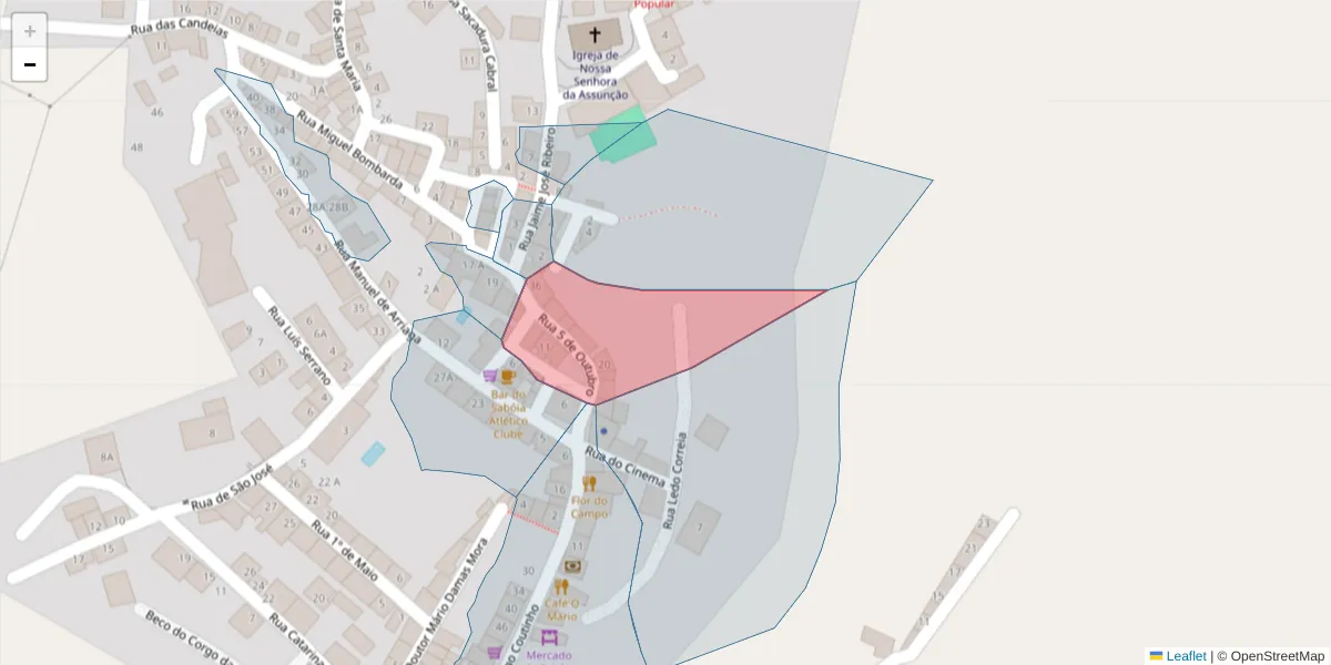 Mapa detalhado do código postal 7665-822 com limites, códigos postais vizinhos e agências dos correios