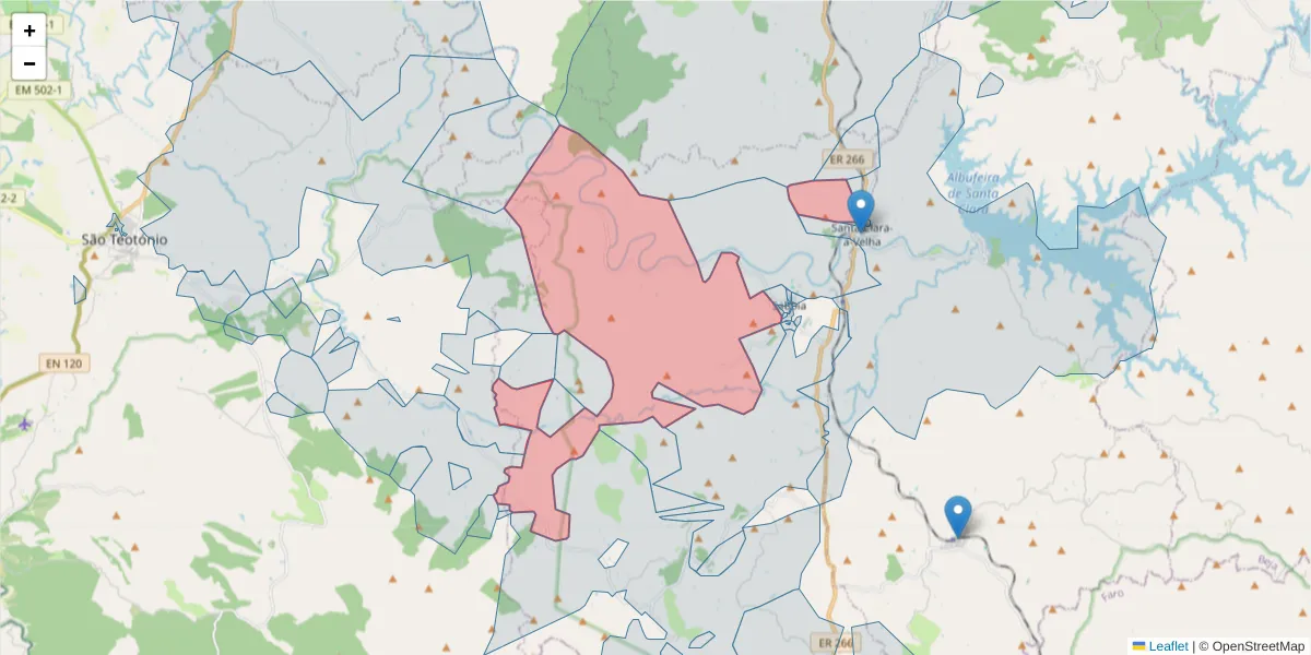 Mapa detalhado do código postal 7665-824 com limites, códigos postais vizinhos e agências dos correios