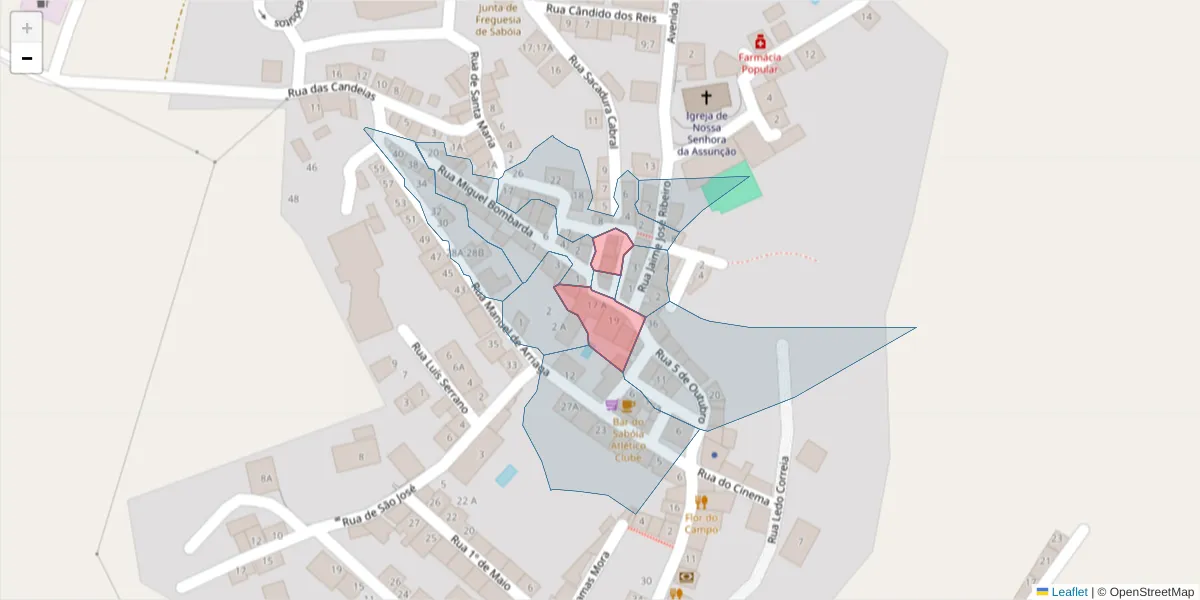 Mapa detalhado do código postal 7665-829 com limites, códigos postais vizinhos e agências dos correios