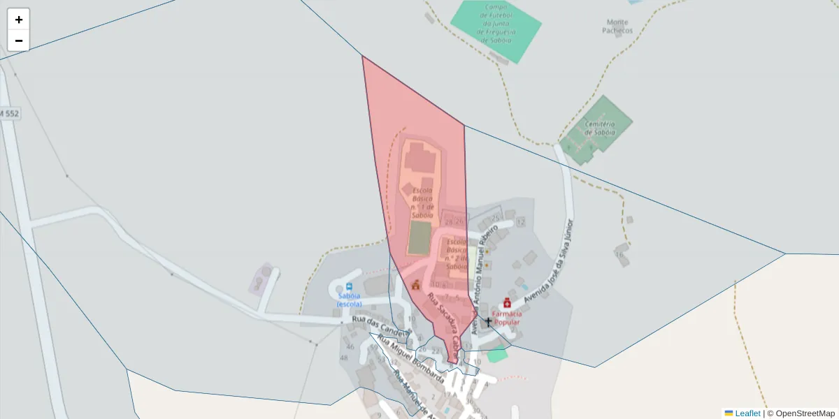 Mapa detalhado do código postal 7665-848 com limites, códigos postais vizinhos e agências dos correios