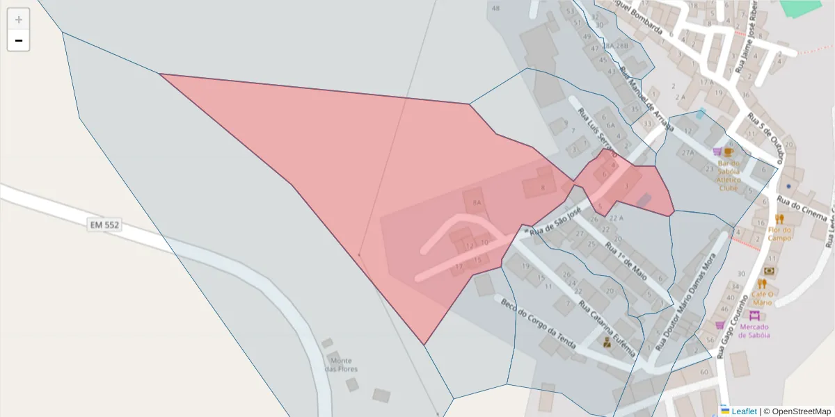 Mapa detalhado do código postal 7665-850 com limites, códigos postais vizinhos e agências dos correios