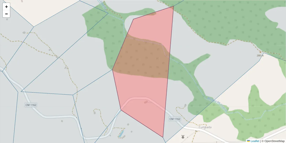 Mapa detalhado do código postal 7665-869 com limites, códigos postais vizinhos e agências dos correios