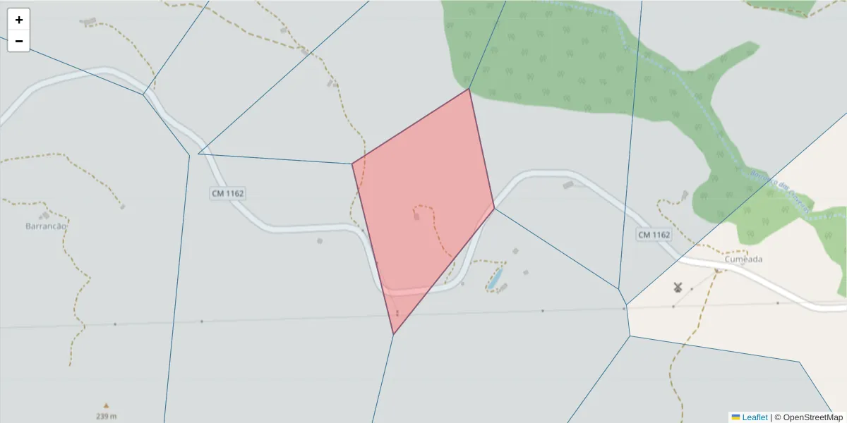 Mapa detalhado do código postal 7665-870 com limites, códigos postais vizinhos e agências dos correios