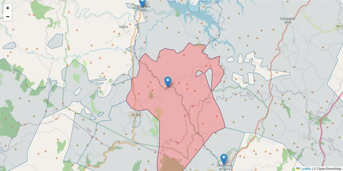 Mapa detalhado do código postal 7665-881 com limites, códigos postais vizinhos e agências dos correios