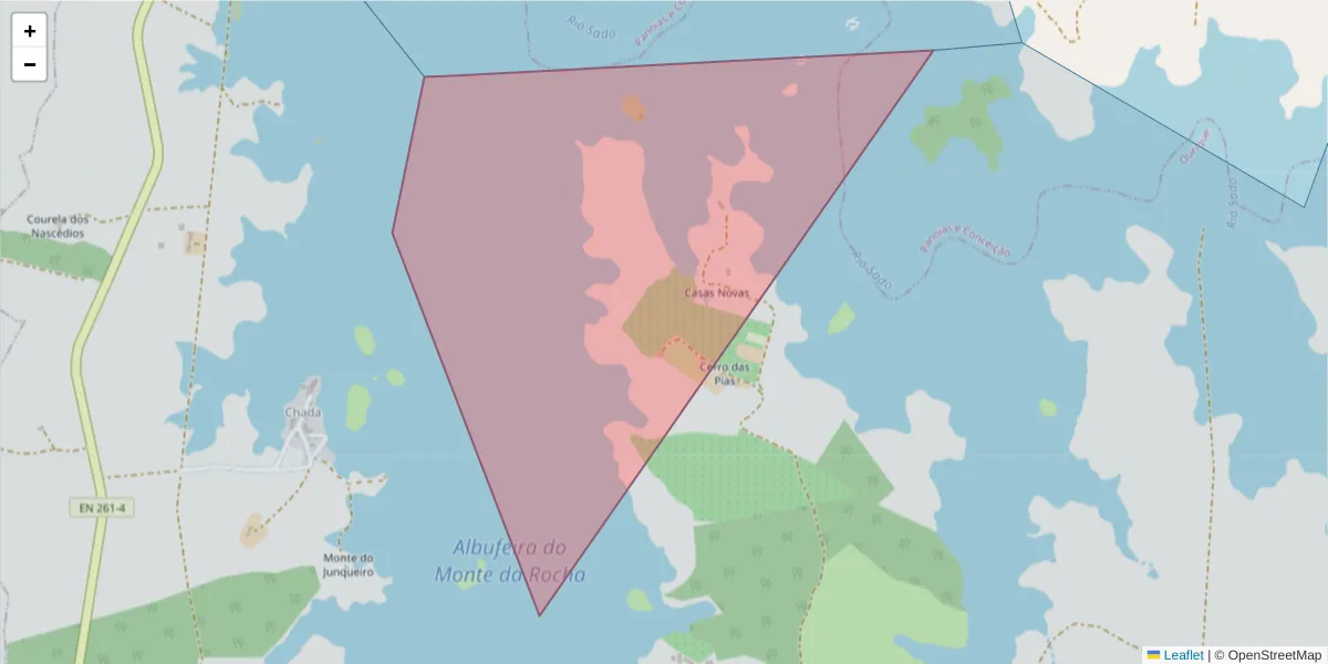 Mapa detalhado do código postal 7670-000 com limites, códigos postais vizinhos e agências dos correios