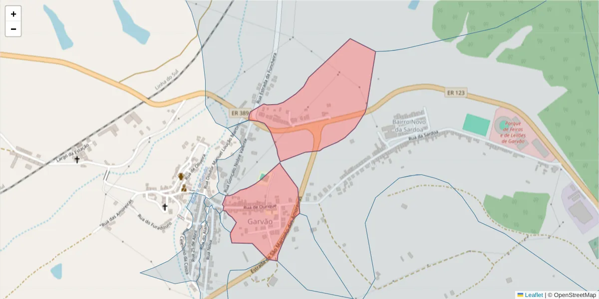 Mapa detalhado do código postal 7670-135 com limites, códigos postais vizinhos e agências dos correios