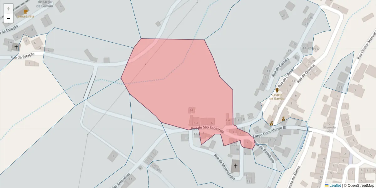 Mapa detalhado do código postal 7670-143 com limites, códigos postais vizinhos e agências dos correios