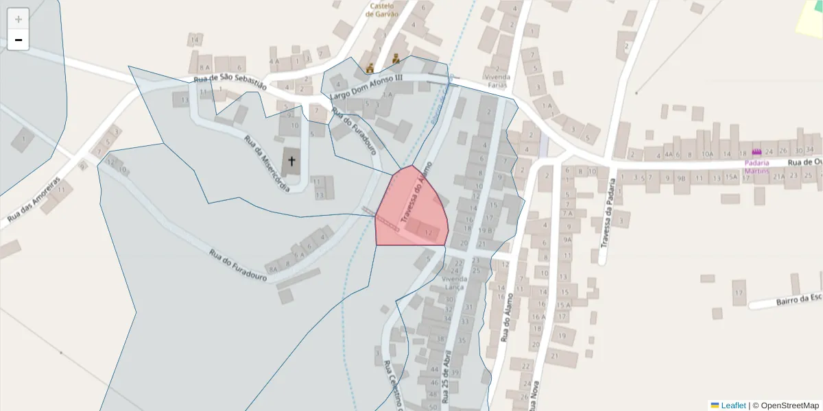 Mapa detalhado do código postal 7670-146 com limites, códigos postais vizinhos e agências dos correios