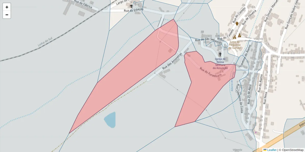 Mapa detalhado do código postal 7670-147 com limites, códigos postais vizinhos e agências dos correios