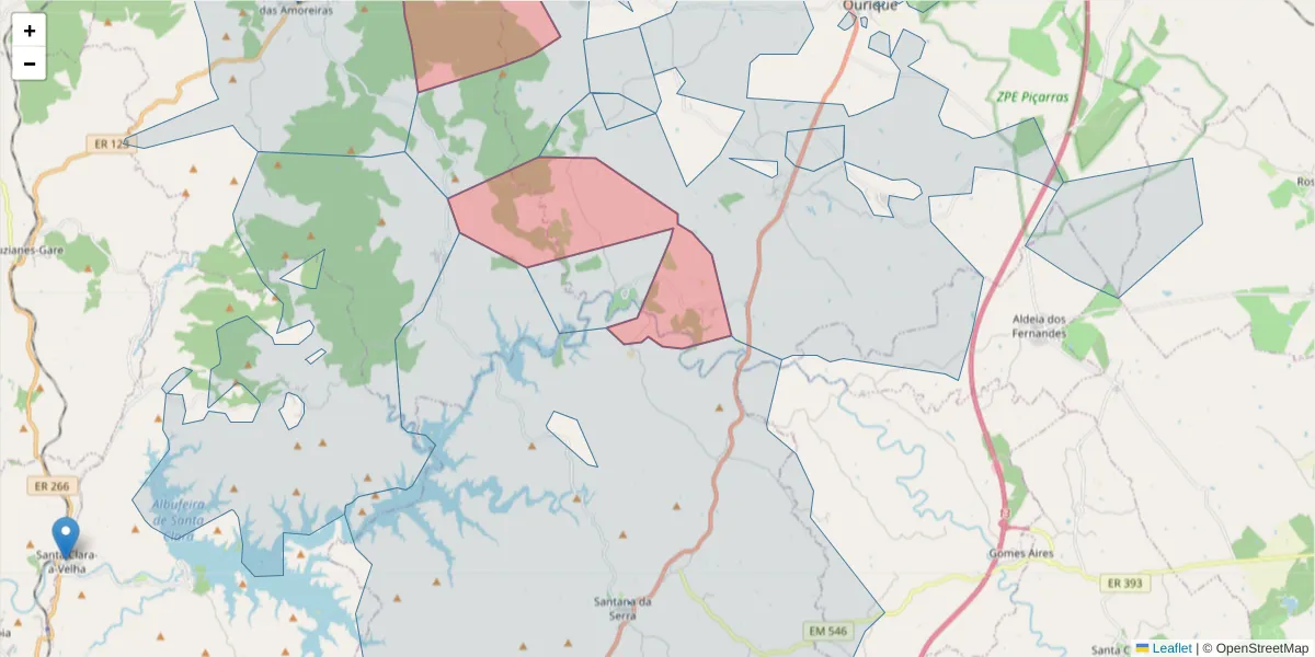 Mapa detalhado do código postal 7670-201 com limites, códigos postais vizinhos e agências dos correios