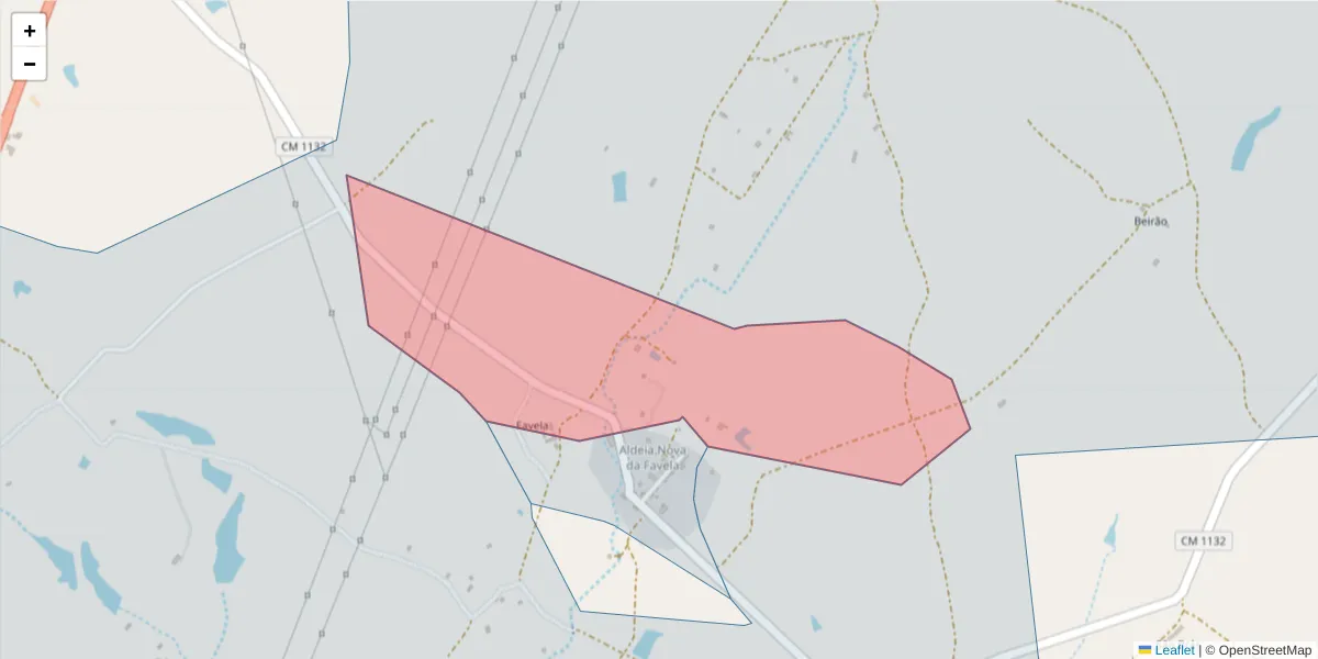 Mapa detalhado do código postal 7670-219 com limites, códigos postais vizinhos e agências dos correios