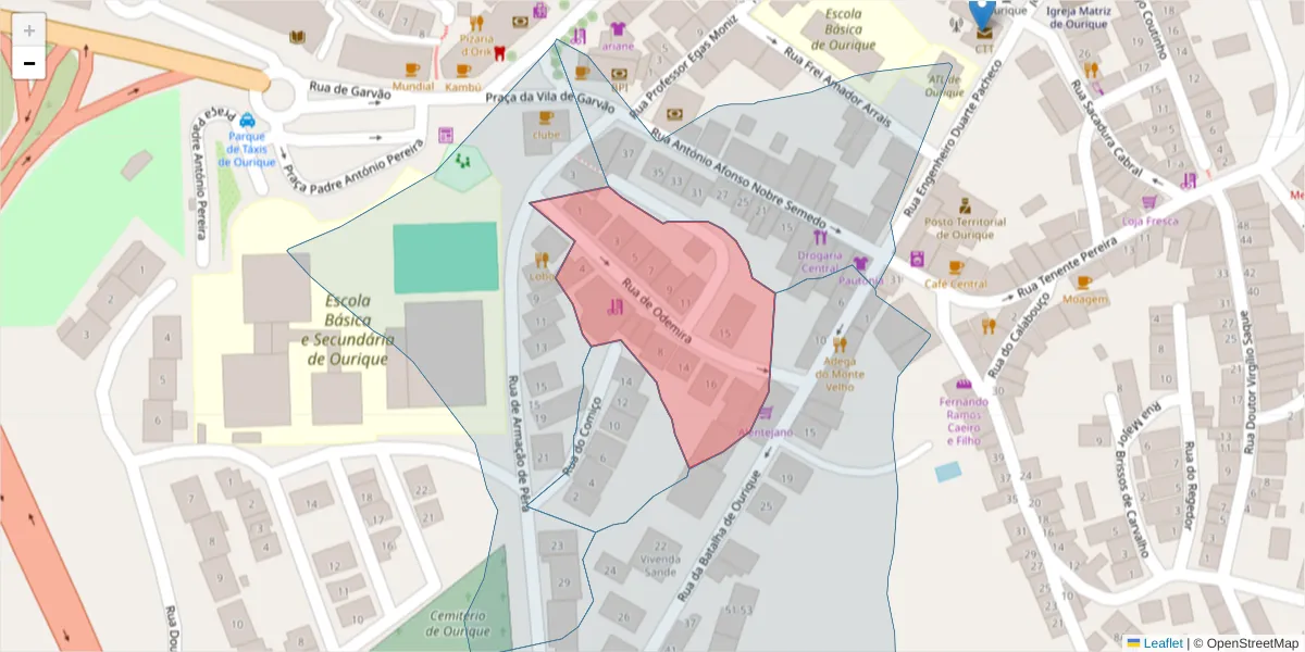 Mapa detalhado do código postal 7670-272 com limites, códigos postais vizinhos e agências dos correios