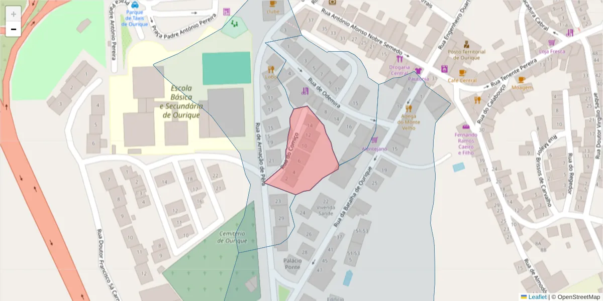 Mapa detalhado do código postal 7670-276 com limites, códigos postais vizinhos e agências dos correios