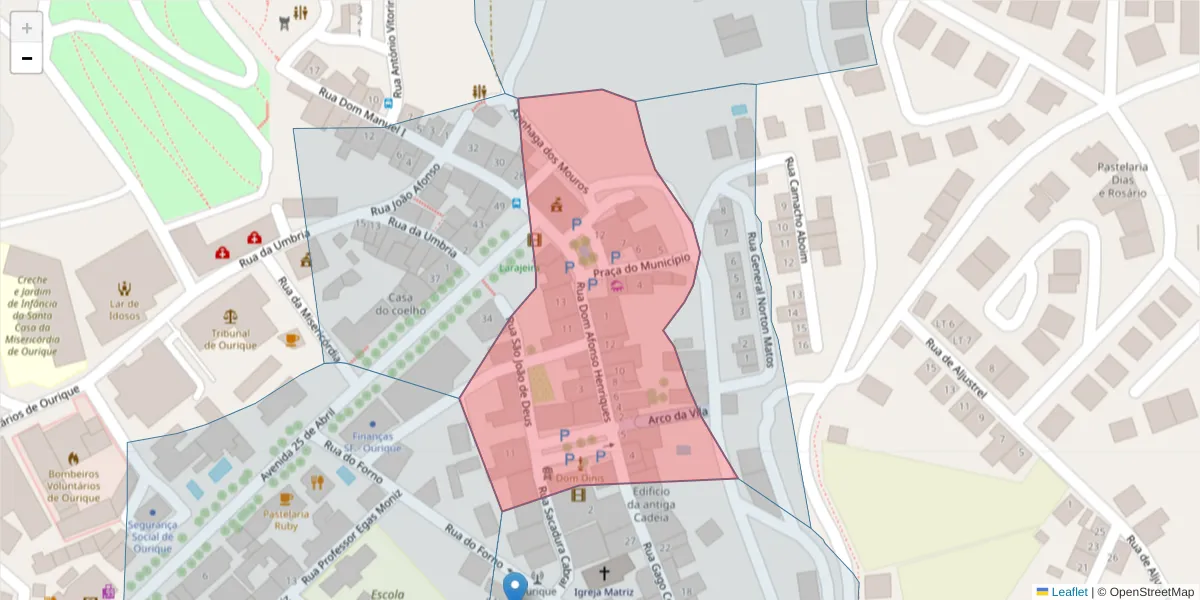 Mapa detalhado do código postal 7670-281 com limites, códigos postais vizinhos e agências dos correios
