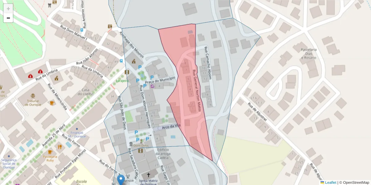 Mapa detalhado do código postal 7670-291 com limites, códigos postais vizinhos e agências dos correios