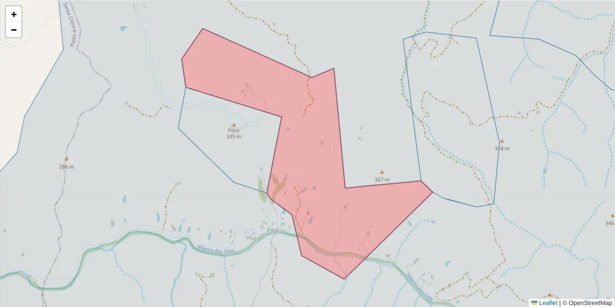 Mapa detalhado do código postal 7670-604 com limites, códigos postais vizinhos e agências dos correios